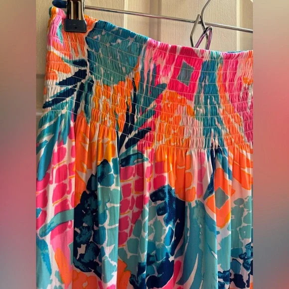 LILLY PULITZER Palm Pineapple Long Maxi Pink Orange Blue Skirt Floral size M - Picture 5 of 16